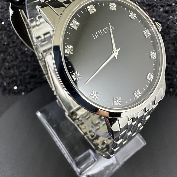 NWT Mens Bulova Silver with Diamonds Watch - Picture 4 of 6